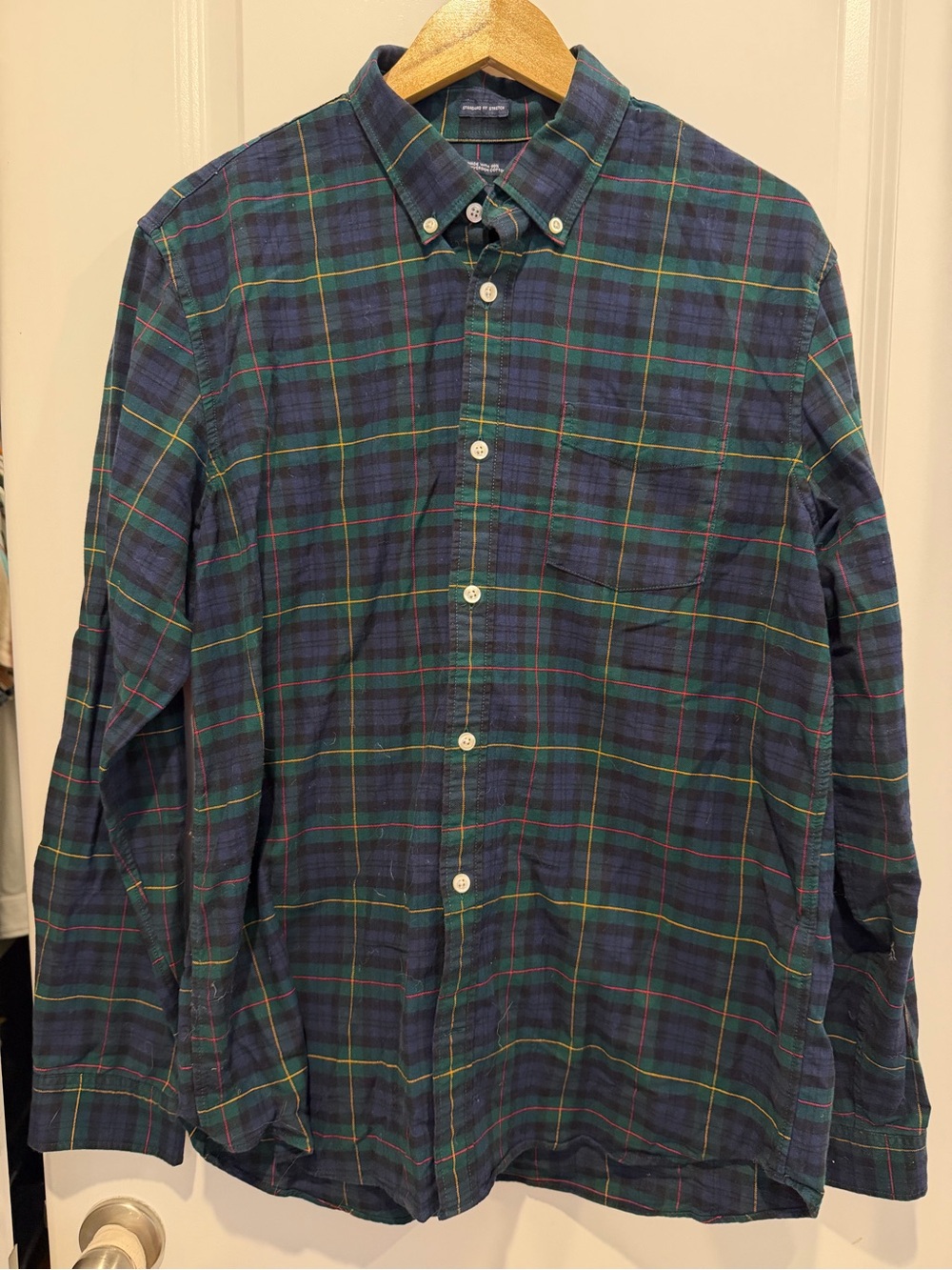 GAP Men's Plaid Button-Down Shirt - Blue Green